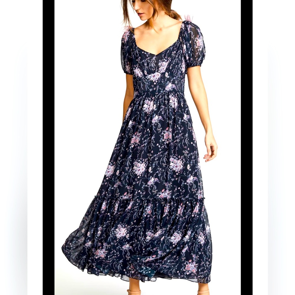 LoveShackFancy Black Floral Dress